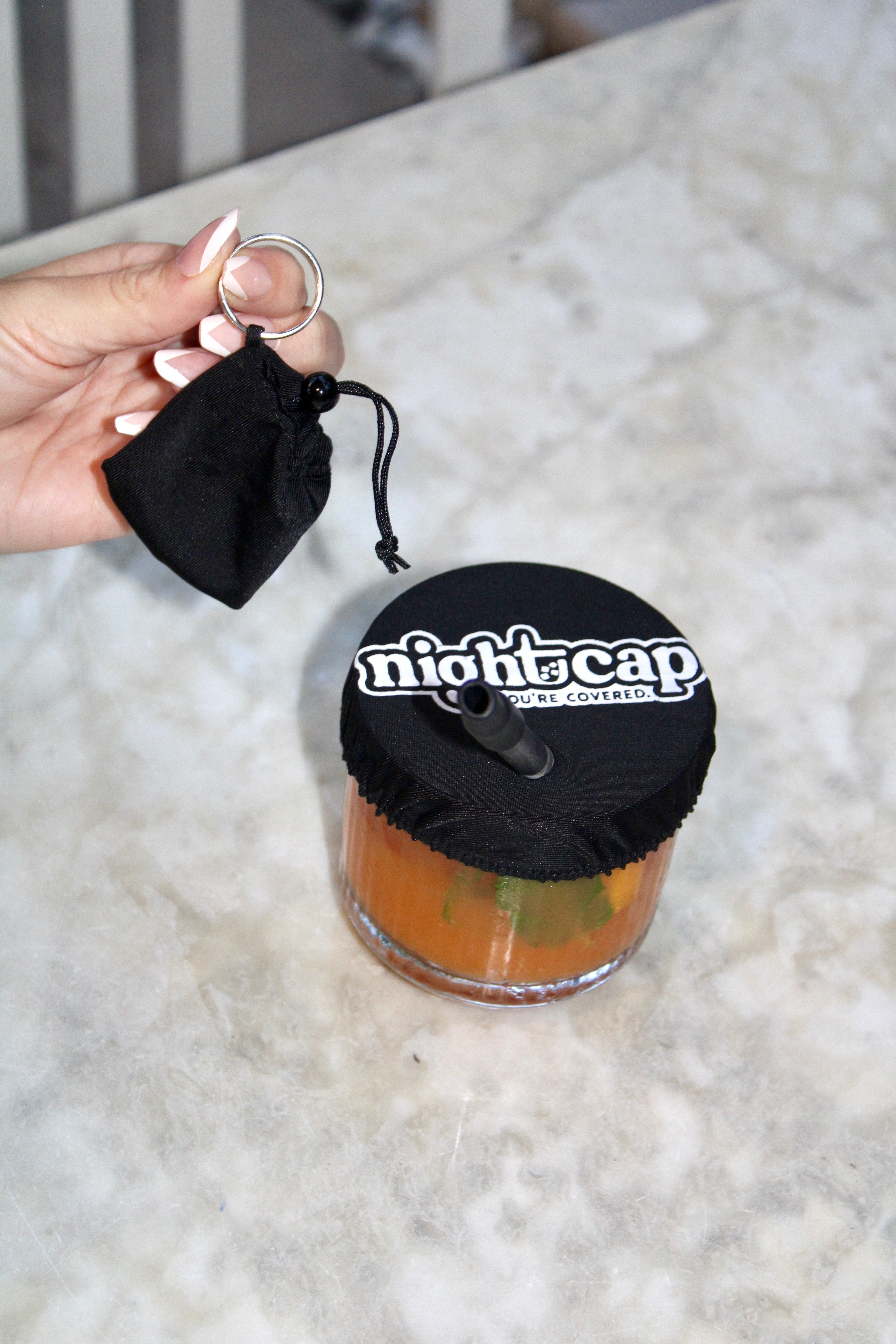 NightCap Drink Cover Keychain- Inside each Keychain Pouch is a Nightcap  Drink Cover- The Original Reusable Drink Spiking Prevention Drink Cover 2  Pack